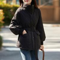 德玛纳冬季新款黑色棉服女翻领加厚收腰显瘦小个子保暖外套