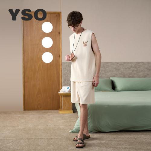 yso睡衣男款夏天薄款纯棉新款无袖背心运动可外穿家居服休闲套装B