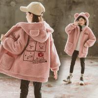 女童加绒外套秋冬中大童冬装仿羊羔绒加绒加厚保暖儿童外套