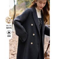 【双面呢羊毛大衣】23年冬新款高级感韩版中长款西装领大衣女