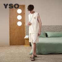 yso睡衣男款夏天薄款纯棉新款无袖背心运动可外穿家居服休闲套装B