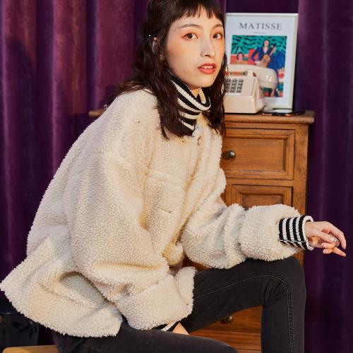  女士外套秋冬外套女短款仿羊羔绒外套加绒外套女休闲外套女