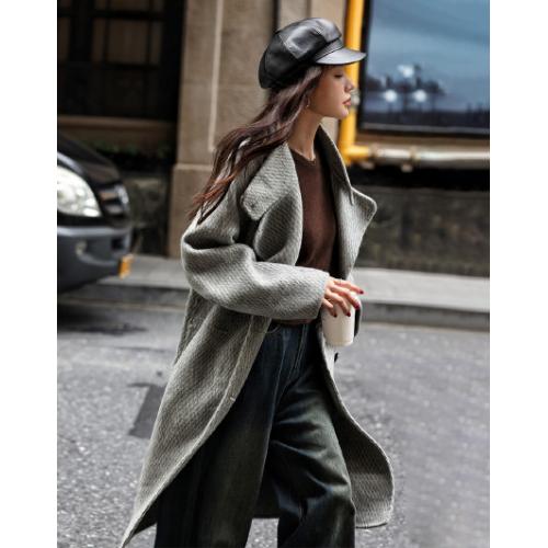 【韩系气质】2023冬季新韩系气质立领款不对称分割线毛呢大衣