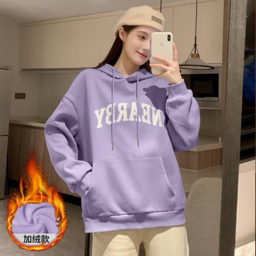 2023秋冬新款女连帽前胸贴布绣字母卫衣百搭设计感减龄时髦潮