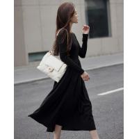 【面料拼接】2023秋季新品肩部镂空设计圆领长款连衣裙