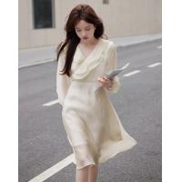 【荷叶边】2023夏季新品法式浪漫风轻薄天丝荷灯笼袖连衣裙