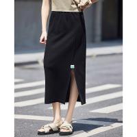 德玛纳夏季新品绿色半身裙女夏季新款中长款休闲高腰显高显瘦