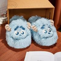 GUKOO/果壳女蓝色怪兽大学全包毛毛拖鞋冬