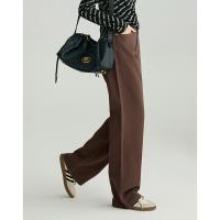 德玛纳巧克力色牛仔裤女冬季高腰垂感直筒阔腿裤宽松显高显瘦