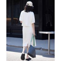德玛纳白色休闲风圆领套装女春季新款潮流卫衣卫裙宽松两件套