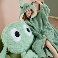 yso冬季女款轻软睡衣卡通可爱珊瑚绒睡袍家居服可外穿D