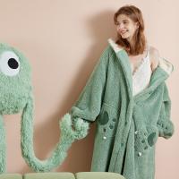 yso冬季女款轻软睡衣卡通可爱珊瑚绒睡袍家居服可外穿D