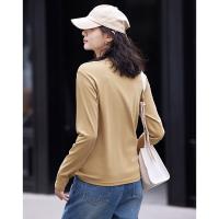 德玛纳长袖白色圆领t恤女士新款秋季设计感宽松上衣时尚体恤