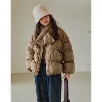 德玛纳姜黄色鸭绒短款羽绒服女冬季保暖时尚显瘦潮流上衣外套