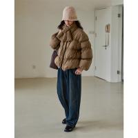 德玛纳姜黄色鸭绒短款羽绒服女冬季保暖时尚显瘦潮流上衣外套