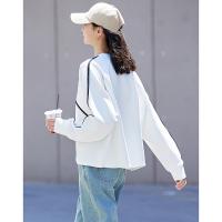 德玛纳圆领白色卫衣女士新款爆款春秋季高级感小个子宽松外套