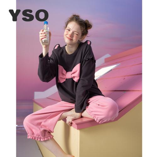yso【酷猫系列】睡衣女棉质春秋款长袖长裤可爱女士家居服套装A