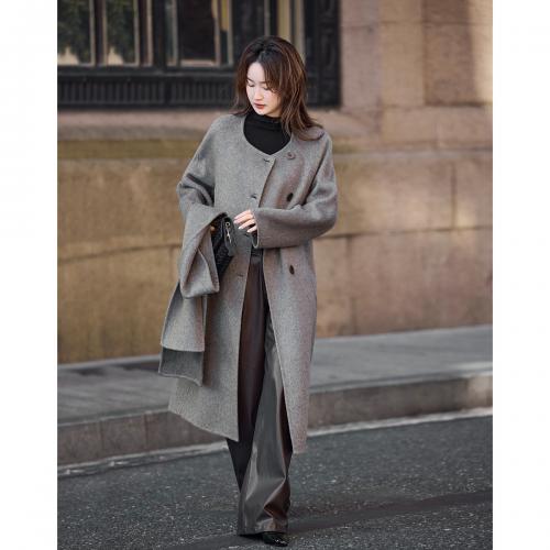 【轻盈衣橱】冬季静奢老钱围巾式绵羊毛高保暖舒适藏肉好搭长外套