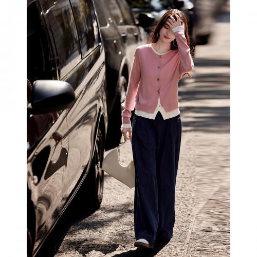 【静奢灵感衣橱】春秋设计感假两件撞色线衫装饰扣针织衫女上衣