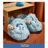 GUKOO/果壳女蓝色怪兽大学全包毛毛拖鞋冬