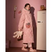 Gukoo/果壳睡袍女冬款加厚女士睡衣粉色家居服女夹棉睡袍睡衣D