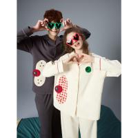 yso【酷猫系列】情侣睡衣女春秋长袖男睡衣2024新款可外穿家居服A