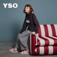 yso【酷猫系列】睡衣女春秋条纹睡衣休闲可外穿情侣亲子家居服A