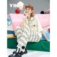 yso【酷猫系列】连体睡衣女夏睡裙可爱条纹家居服可外穿家居套装