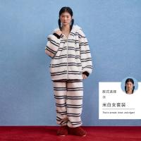 yso【史努比系列】睡衣秋冬情侣款加绒保暖珊瑚连帽冬男女款套装D