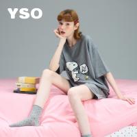 yso史努比夏季睡衣女舒适圆领短袖印花卡通可外穿家居服B