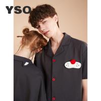 yso【酷猫系列】情侣睡衣女夏季纯棉短袖男士大码可外穿家居服B