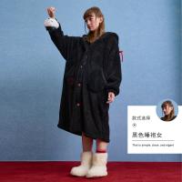 yso【礼物系列】珊瑚绒睡袍冬季新款睡衣女蝴蝶结睡袍甜美家居服D