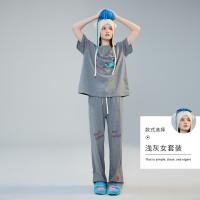 yso【酷猫系列】夏季情侣睡衣女可爱纯棉短袖可外穿男家居服套装