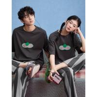 yso【酷猫系列】睡衣情侣款夏季薄款纯棉短袖男女同款外穿家居服C