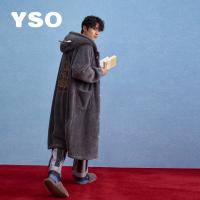 yso【史努比系列】睡袍男秋冬珊瑚绒长款睡衣休闲可外穿男家居服D