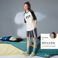 yso【史努比系列】情侣睡衣套装女短袖短裤纯棉男家居服可外穿B