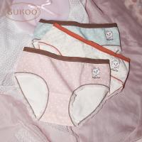 Gukoo/果壳内裤女春夏蝴蝶印花新款性感纯棉裆女士三条装内裤组合