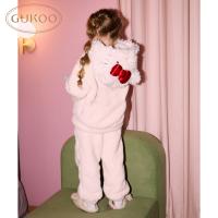 Gukoo/果壳睡衣冬季HelloKitty联名新款毛绒保暖亲子装家居套装