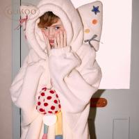 Gukoo/果壳睡裙女冬季派对小狗新款可爱米白保暖女士家居服睡裙D