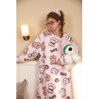 Gukoo/果壳圆领满意卡通睡裙冬季加厚保暖珊瑚绒女家居服套装