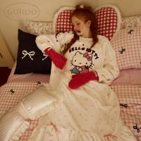 Gukoo/果壳睡裙冬季HelloKitty联名新款波点甜美女士家居服睡裙D