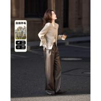 【雪野一梦】冬季国风新中式氧感绵羊毛双面呢盘扣大衣女外套短款