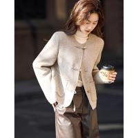 【雪野一梦】冬季国风新中式氧感绵羊毛双面呢盘扣大衣女外套短款