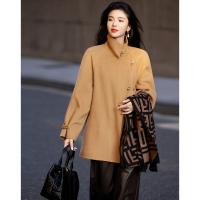 【千金玛德琳】冬季静奢老钱风绵羊毛顺毛呢腰带遮肉大衣女式外套