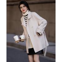 【千金玛德琳】冬季静奢老钱风绵羊毛顺毛呢腰带遮肉大衣女式外套