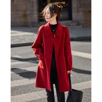 【韩剧女主穿搭】冬季静奢老钱风牛角扣大贴袋遮肉中长大衣外套女