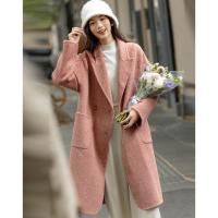 【会呼吸的绵羊毛】冬季温柔智性千鸟格双面呢双排扣女式大衣外套