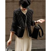 【奶油慕斯】冬小香风泡泡褶皱撞色织带棉衣菱格保暖棉服女短款