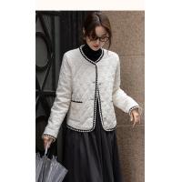 【奶油慕斯】冬小香风泡泡褶皱撞色织带棉衣菱格保暖棉服女短款