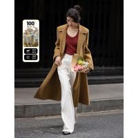 【韩剧女主】春时光雕琢大翻领绗线装饰绵羊毛双面呢大衣外套女